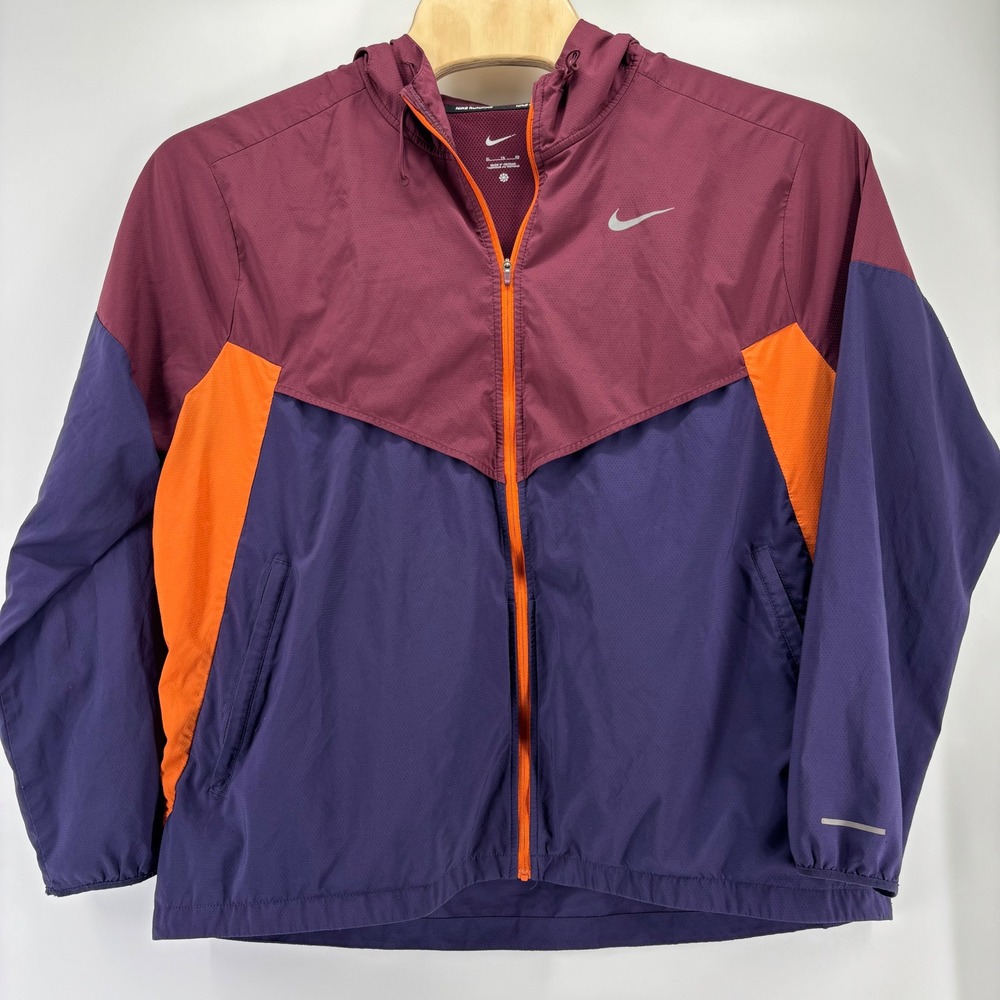 Nike Windrunner Jacket Mens XL Burgundy Purple Orange Colorblock Running Hooded